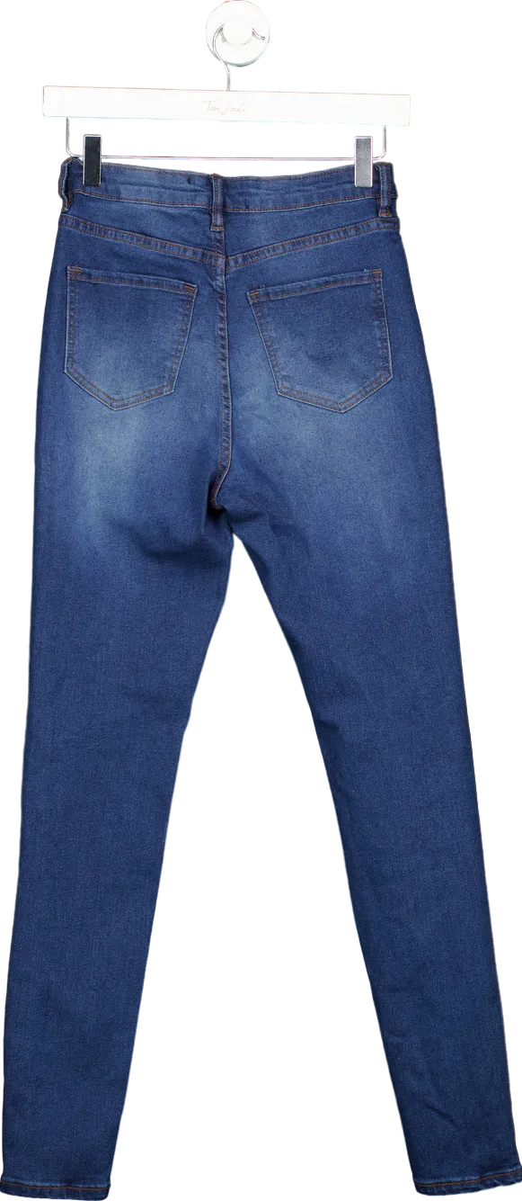 Fashion Nova Dark Wash Maya High Rise Stretch Skinny Jeans UK 3