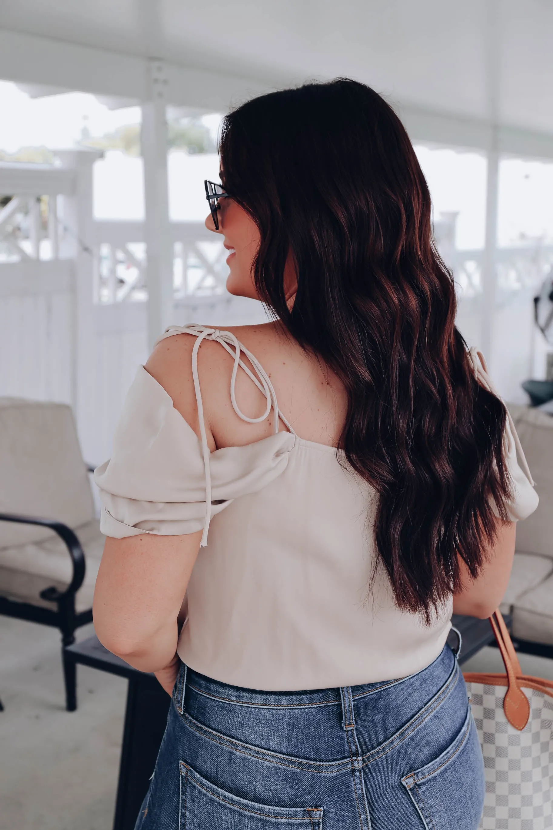 Finlay Tie Shoulder Satin Bodysuit - Taupe