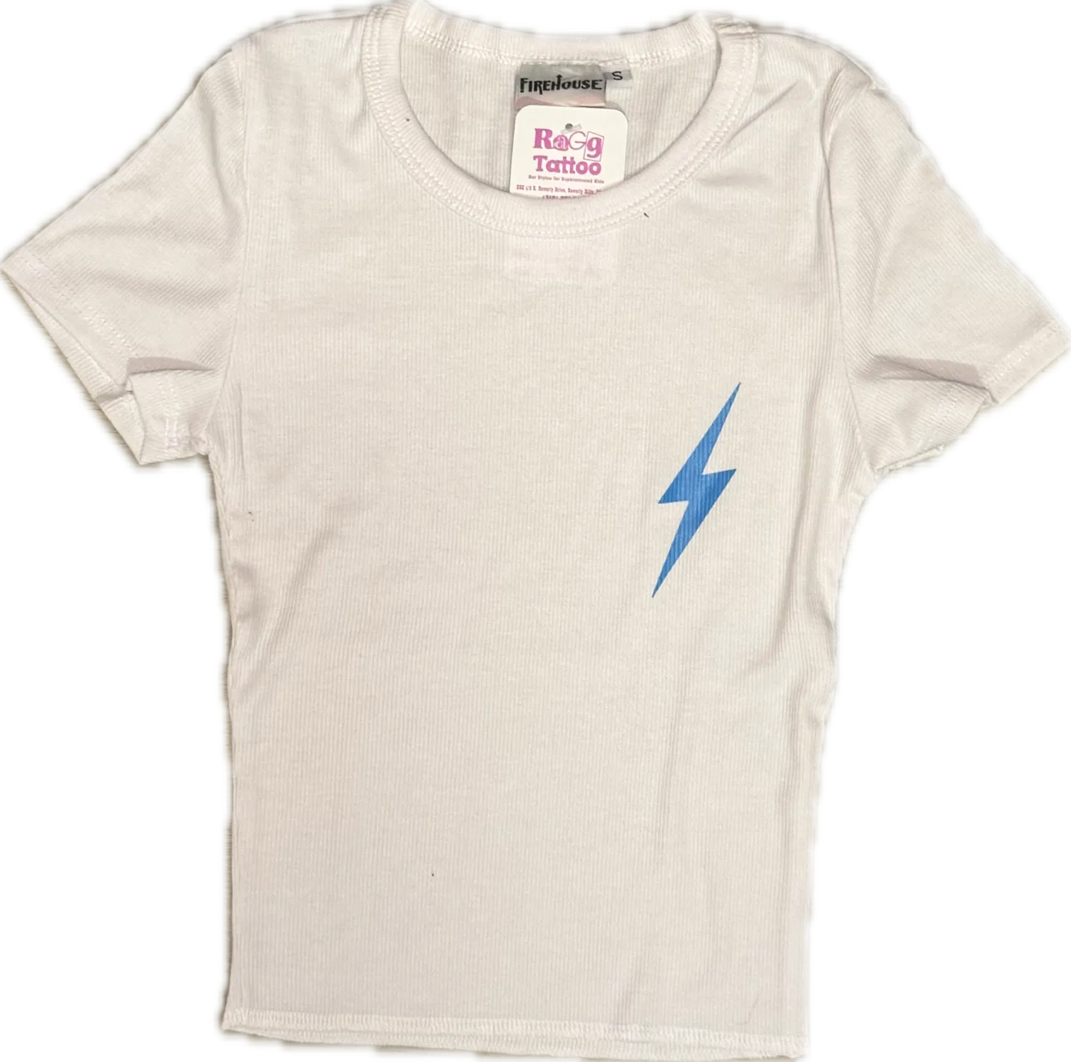 FIREHOUSE- Blue Bolt White Tee