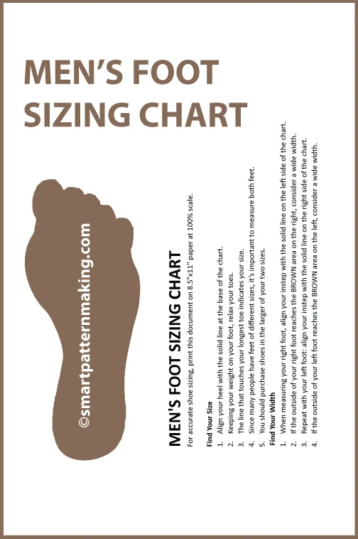 Foot Sizing Chart for Men, Women, infants, Toddlers, Preschool and Grade School Shoe Size Chart, Template, PDF Download