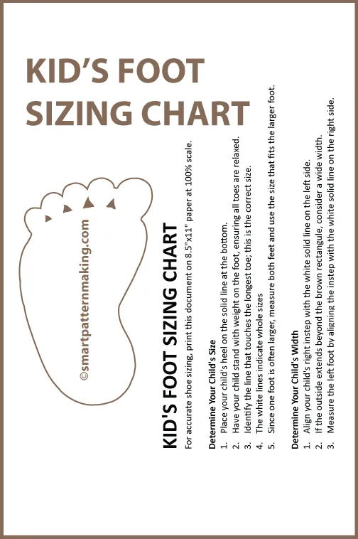 Foot Sizing Chart for Men, Women, infants, Toddlers, Preschool and Grade School Shoe Size Chart, Template, PDF Download
