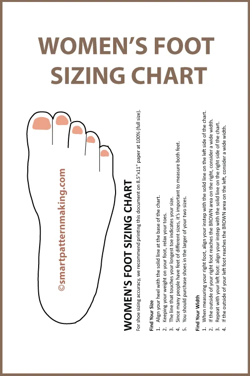 Foot Sizing Chart for Men, Women, infants, Toddlers, Preschool and Grade School Shoe Size Chart, Template, PDF Download