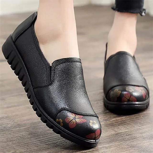 Genuine Leather Round Toe Hard-Wearing Light Loafers