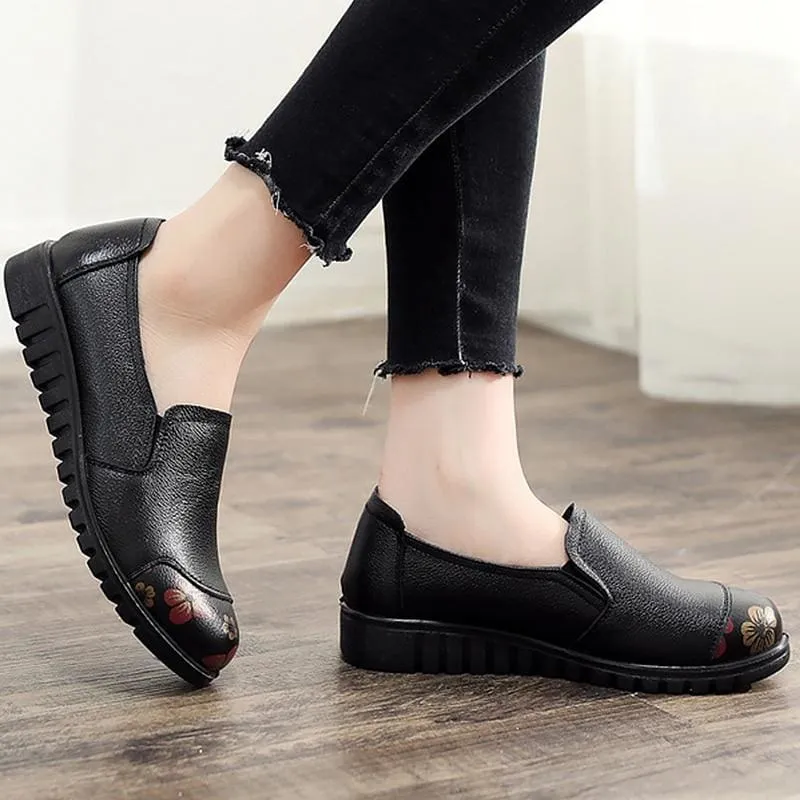 Genuine Leather Round Toe Hard-Wearing Light Loafers