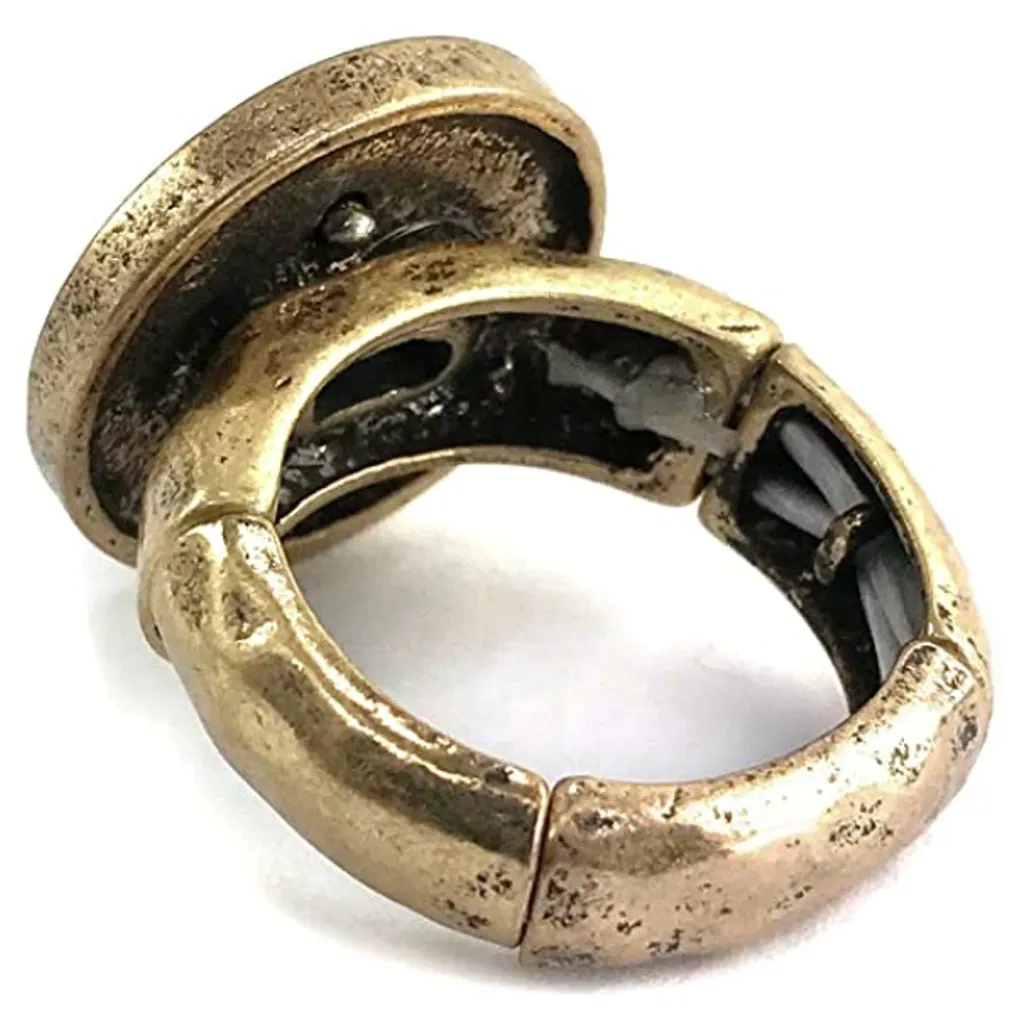 Gold Rhinestone Western Shotgun Shell Ring