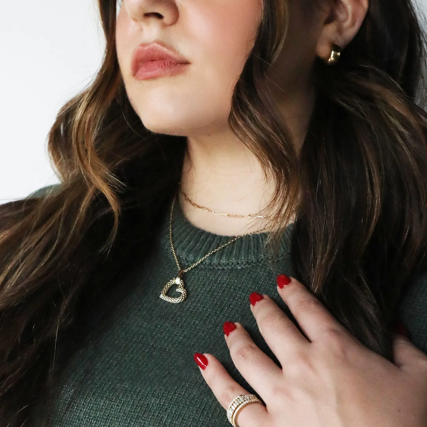 Gold Woven Open Heart Necklace