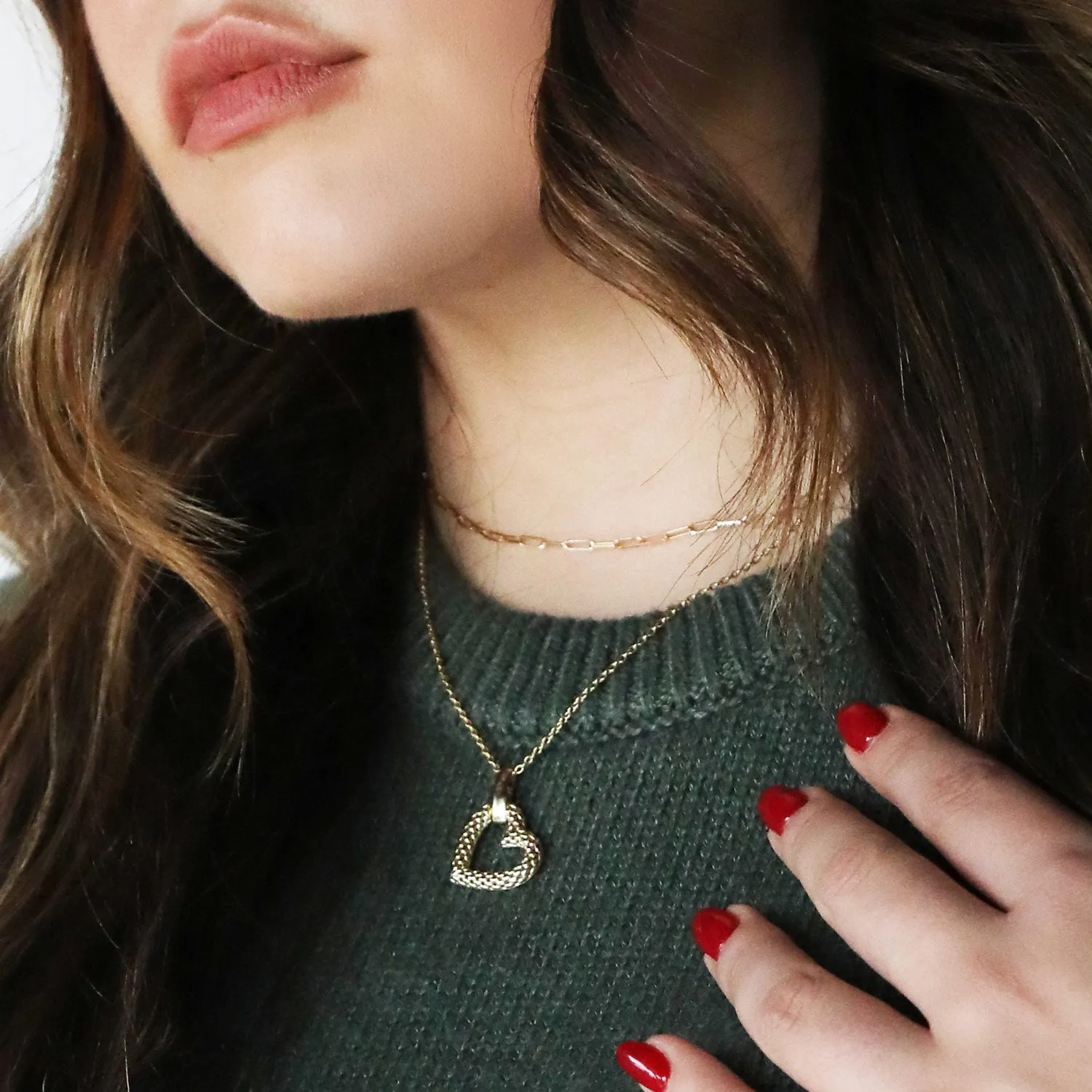Gold Woven Open Heart Necklace