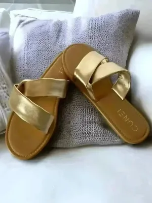 Golden Wrap Slip Ons