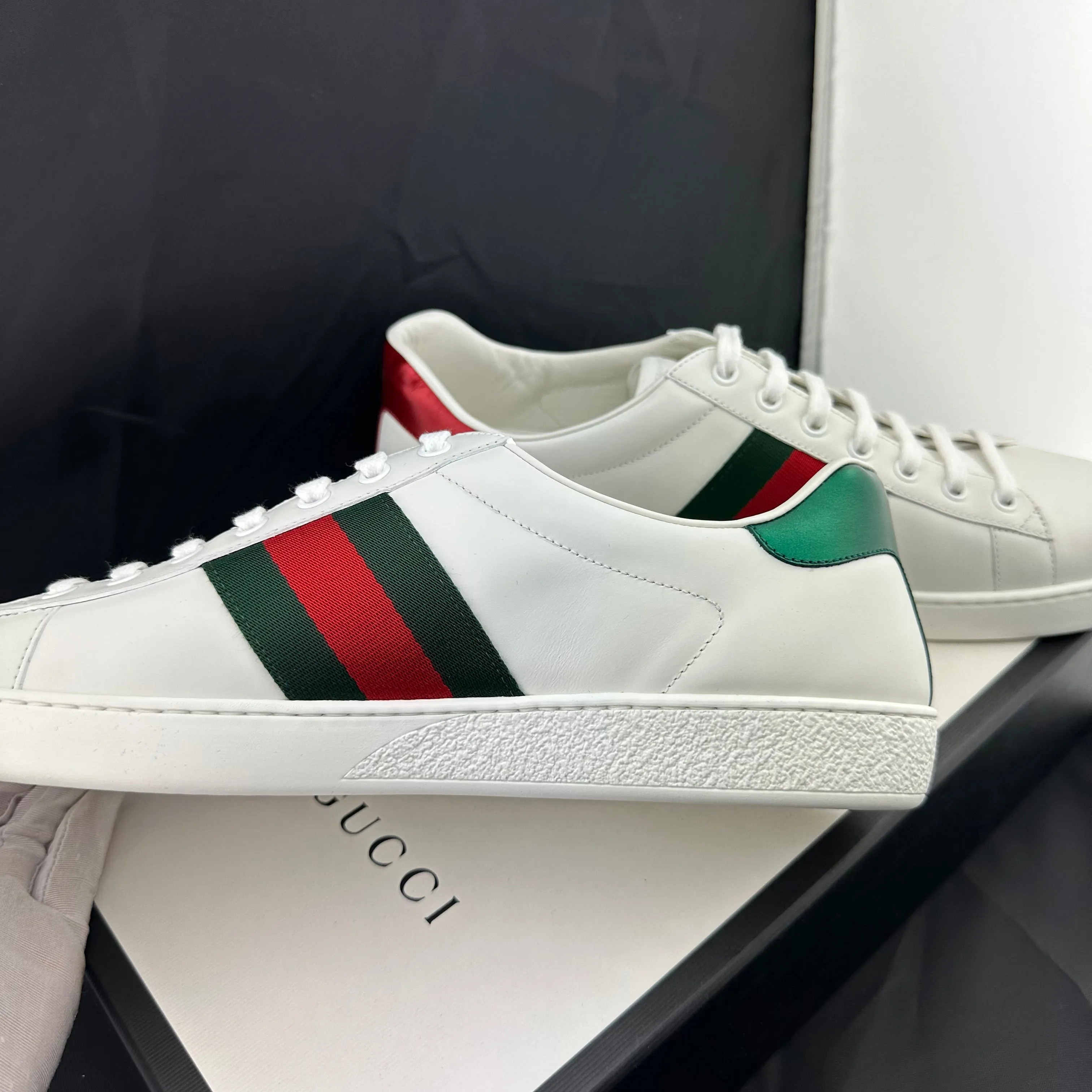 Gucci Ace Sneaker with GG Apple Patch and Signature Web