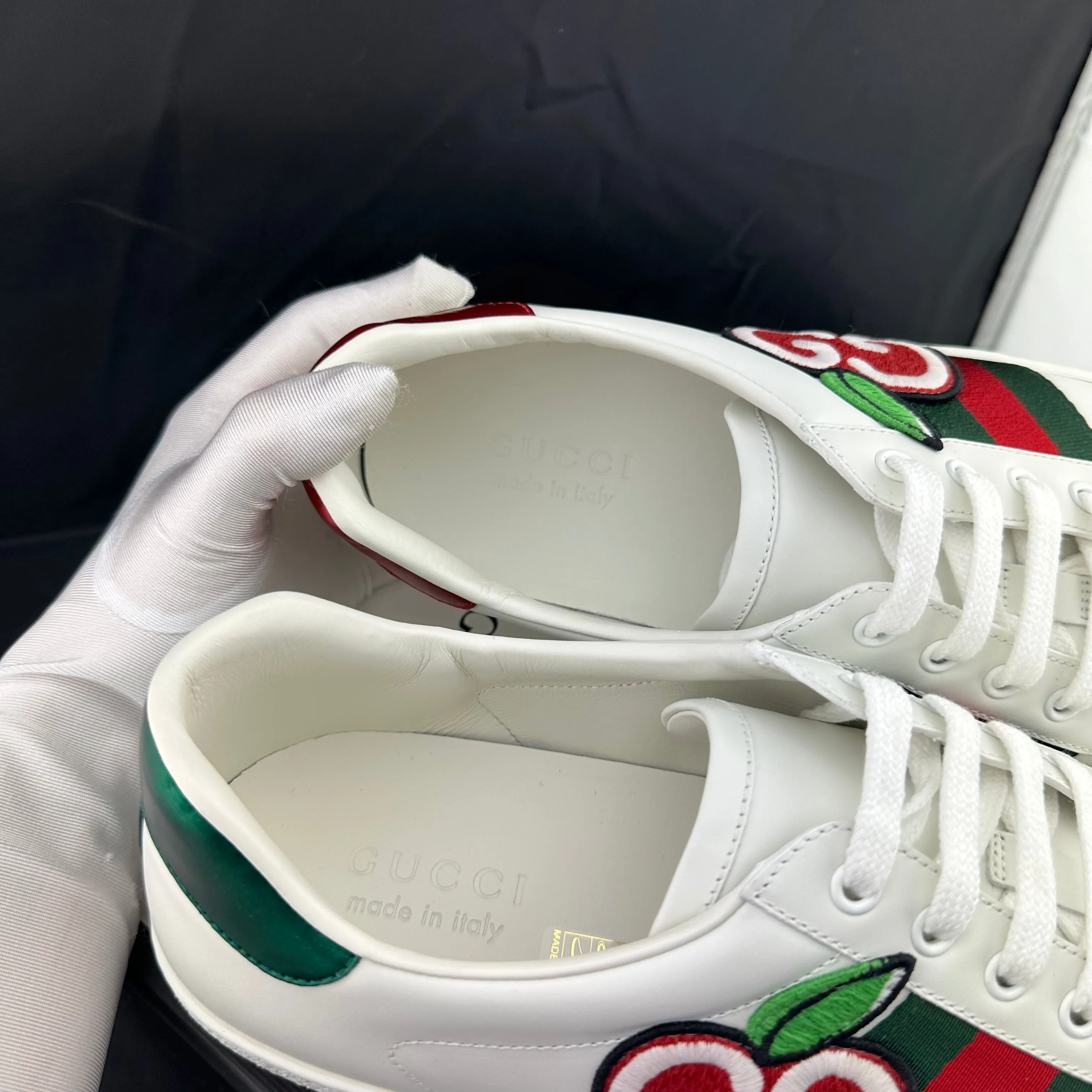 Gucci Ace Sneaker with GG Apple Patch and Signature Web