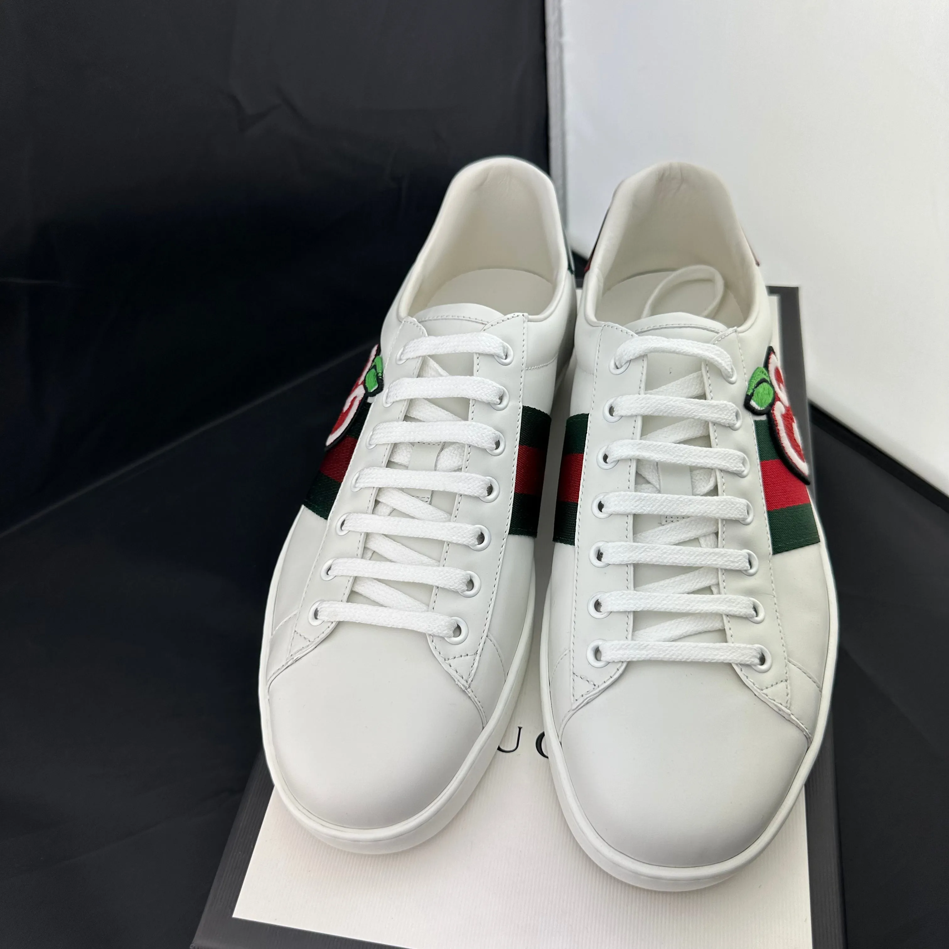 Gucci Ace Sneaker with GG Apple Patch and Signature Web