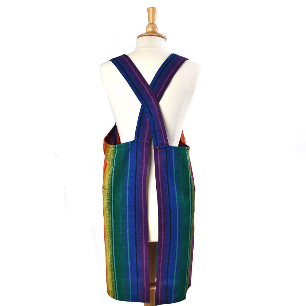 Hand Woven Crossback Apron | Rainbow