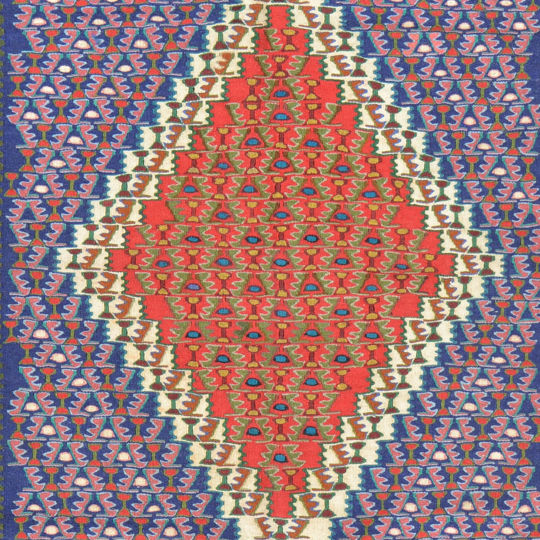 Hand-Woven Persian Sennah Kilim Geometric Design Wool Rug (Size 3.11 X 5.1) Cwral-7683