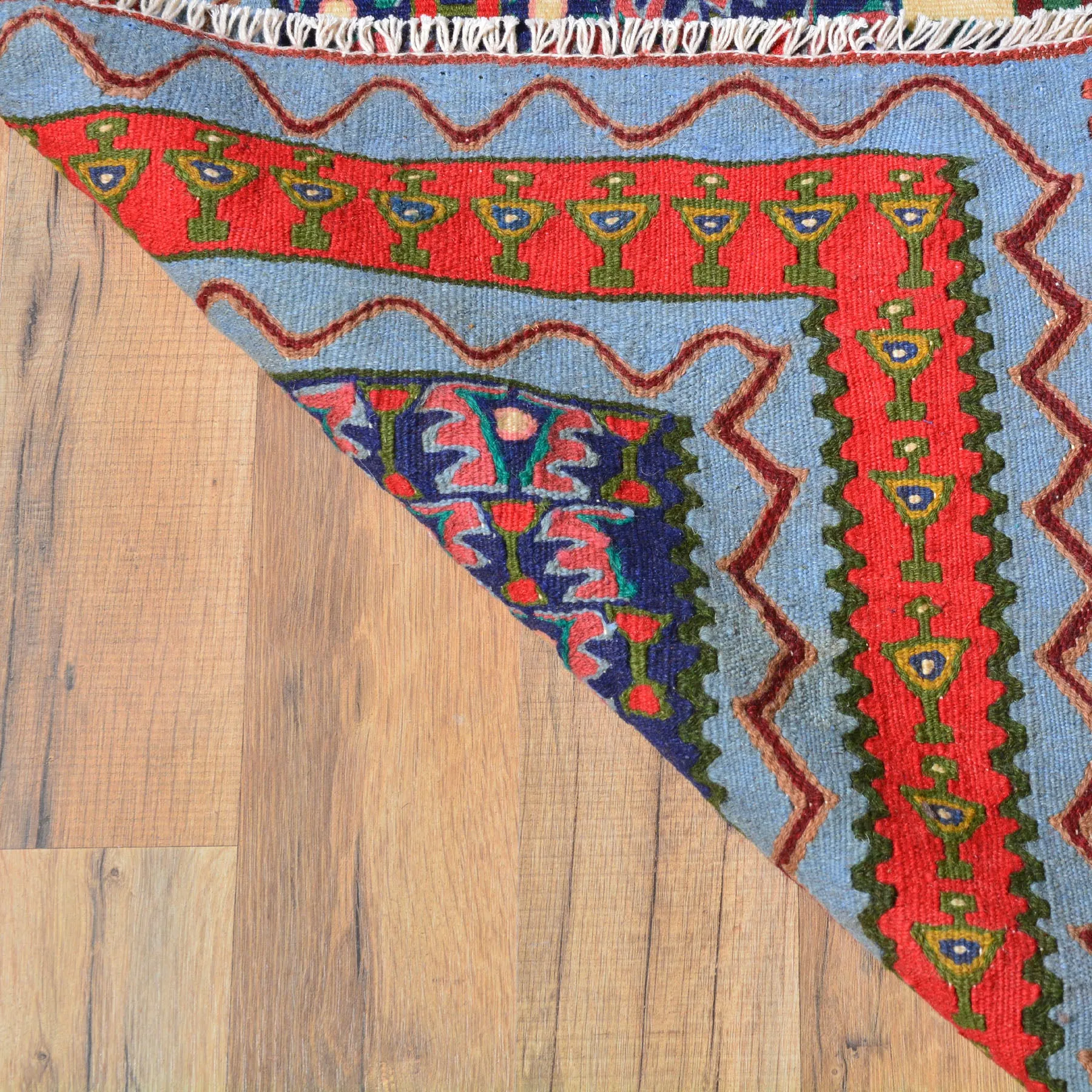 Hand-Woven Persian Sennah Kilim Geometric Design Wool Rug (Size 3.11 X 5.1) Cwral-7683