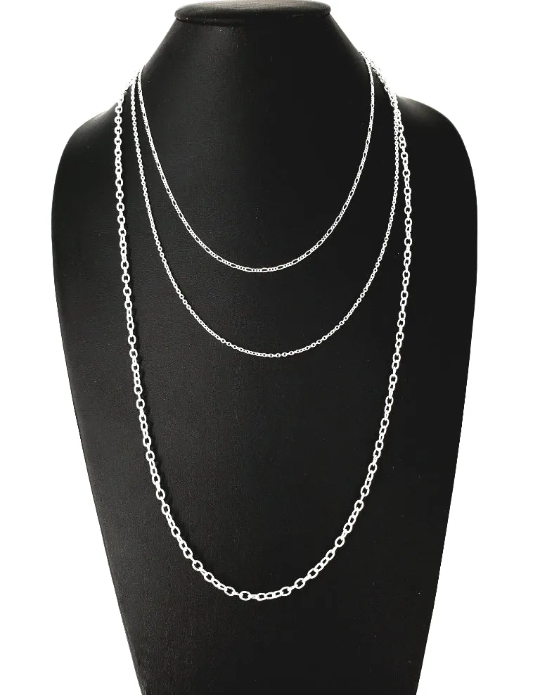 Handmade Boho Elegant All Occasion Three-Layer Necklace – Versatile Silver-Colored Layers