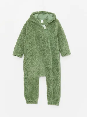 Hooded Baby Boy Plush Jumpsuit (0-12 Months With Booties, 12 Months  Without Booties)