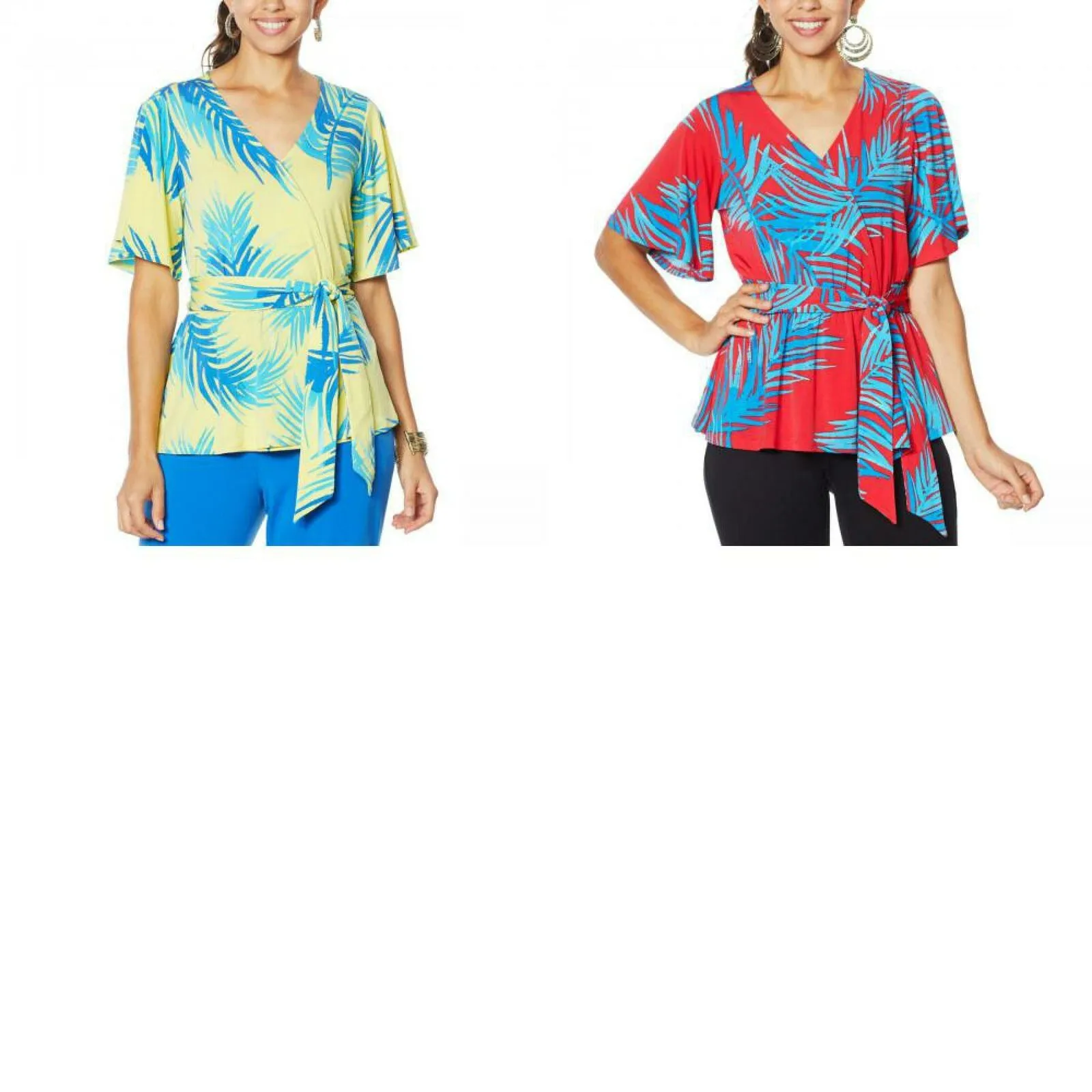 IMAN Women's Plus Size Boho Chic Faux Wrap Blouse