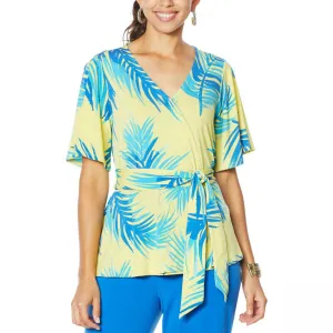 IMAN Women's Plus Size Boho Chic Faux Wrap Blouse