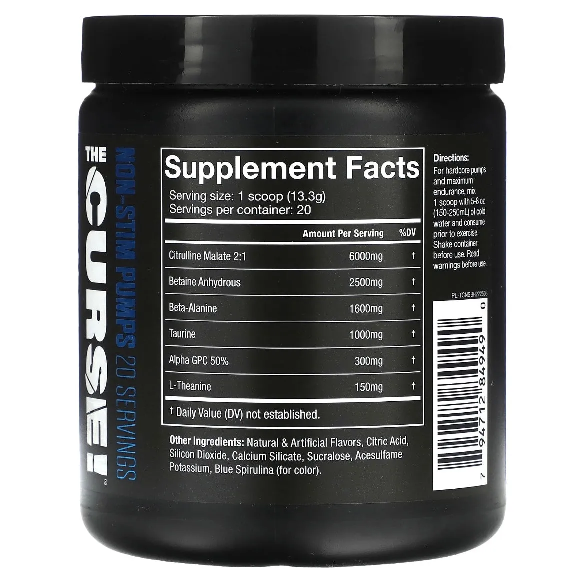 JNX Sports The Curse Non-Stim Pumps Blue Raspberry 9.38 oz (266 g) Exp Oct 2025
