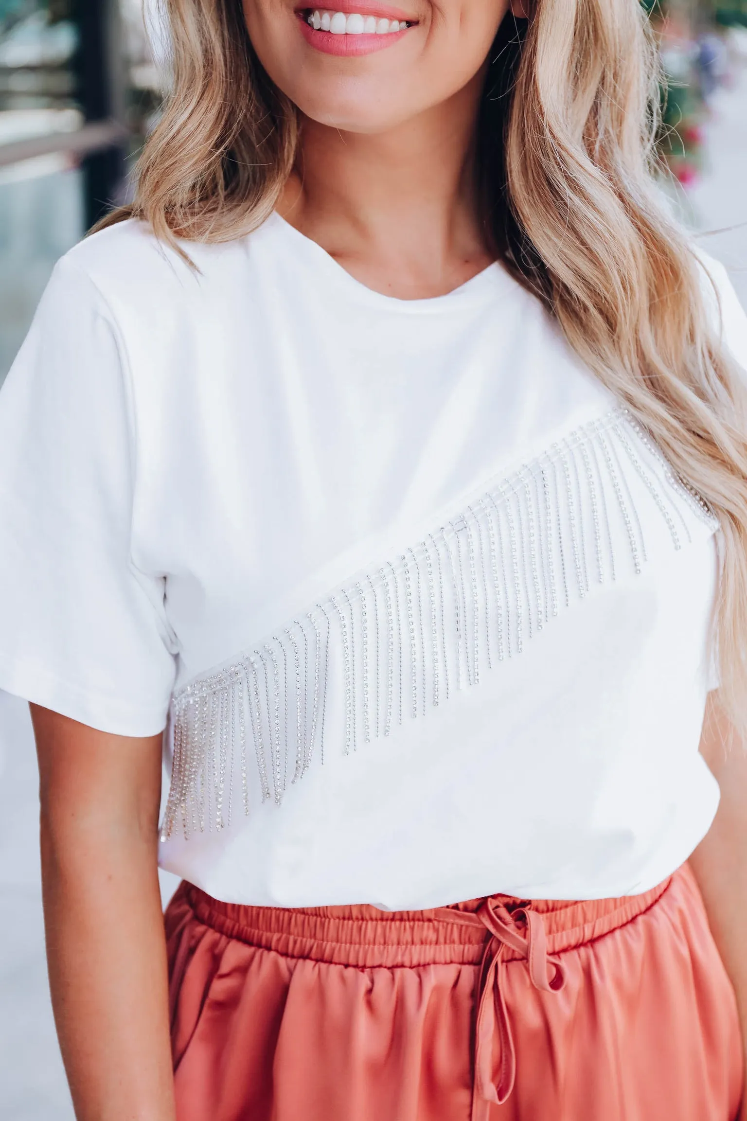 Just Sparkle Rhinestone Tee - White