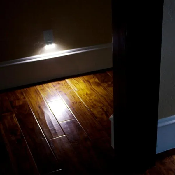 LED Wall-Outlet Coverplate With Built-In Light Sensor - No Batteries Required!