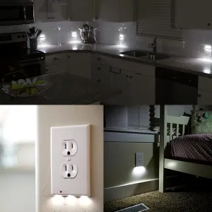 LED Wall-Outlet Coverplate With Built-In Light Sensor - No Batteries Required!