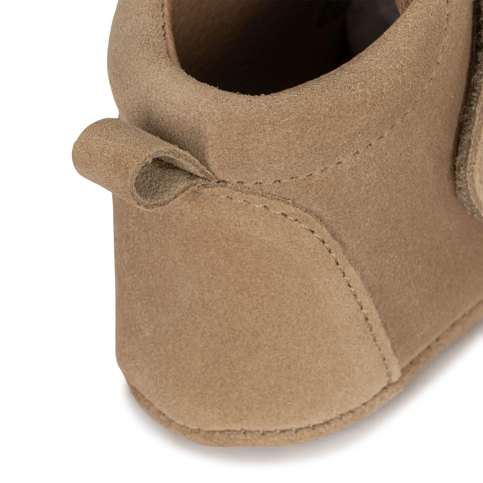 Lemon Embroidered Suede Baby Booties (Sand)