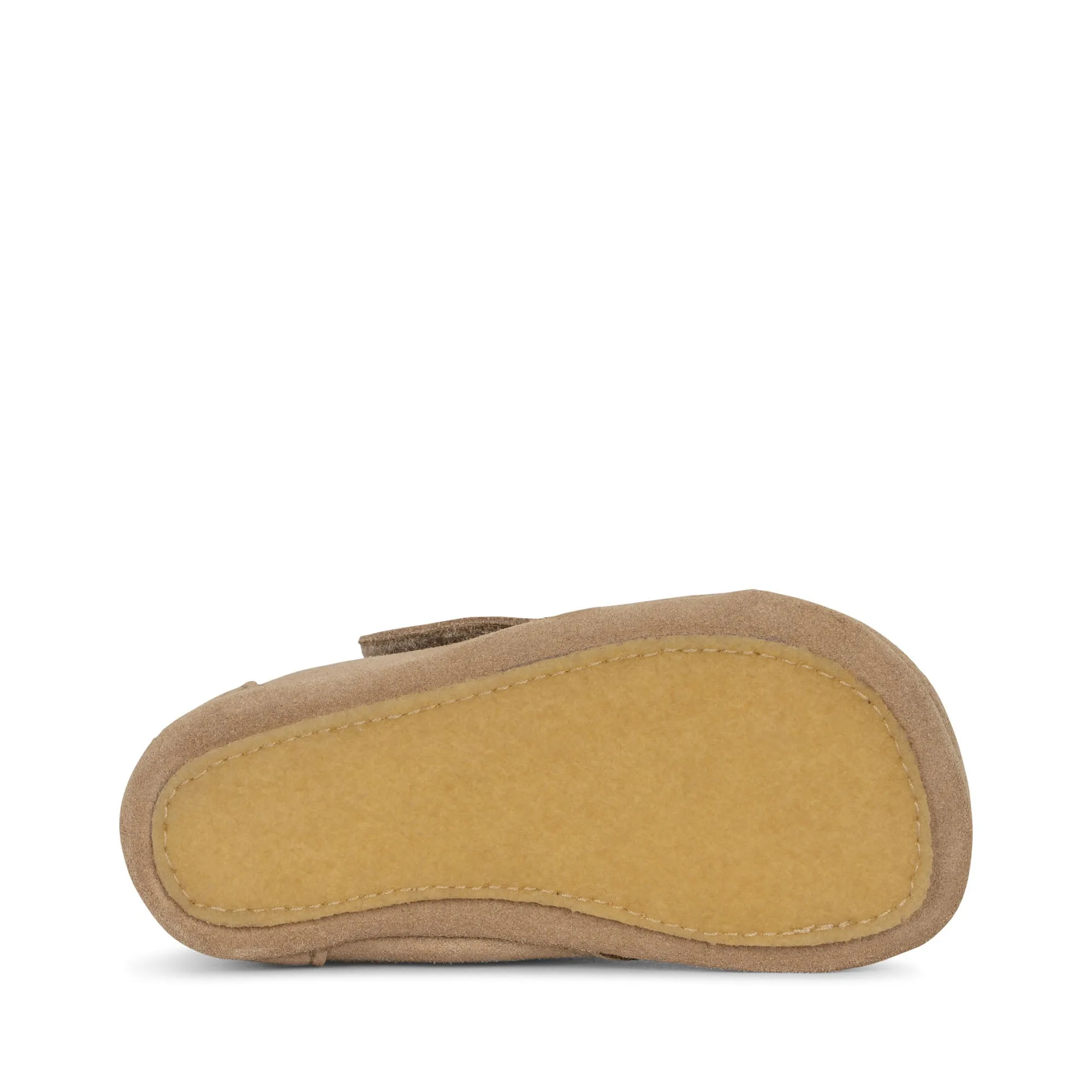 Lemon Embroidered Suede Baby Booties (Sand)