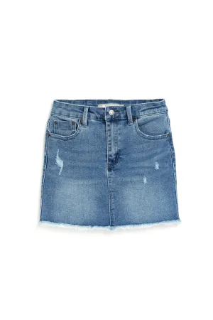 LISA FRAY HEM MINI DENIM SKIRT