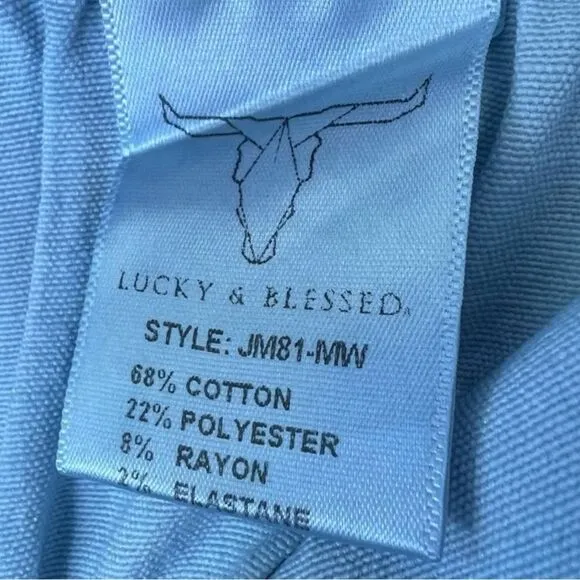 Lucky &amp; Blessed Distressed Button Fly High Waist Mid Wash Flare Jeans NWT