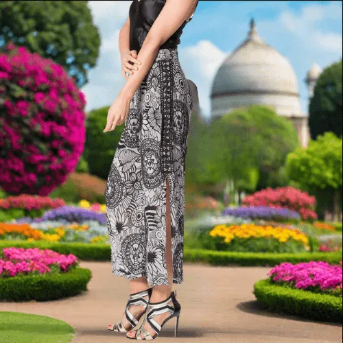 Mandala Printed Hand Beaded Crop Pants