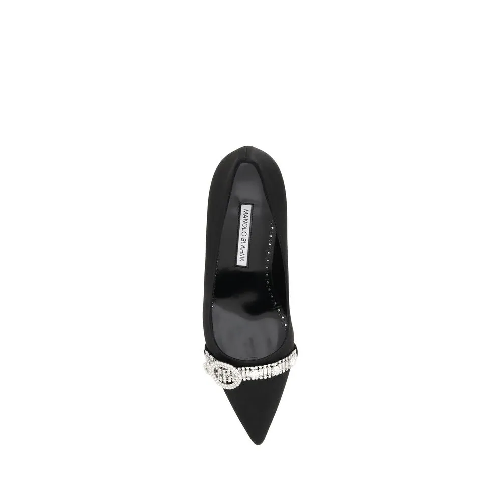 Manolo Blahnik Black Asapump Satin Pumps