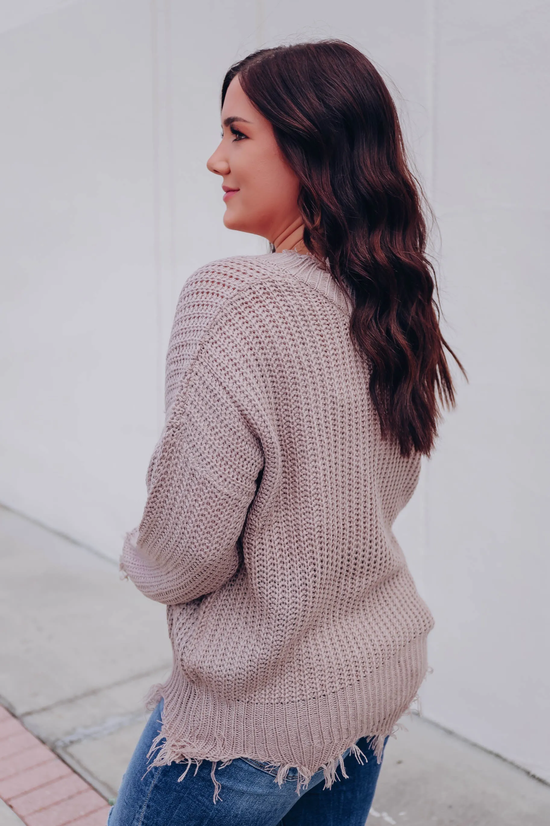 Marina Distressed Sweater - Mocha