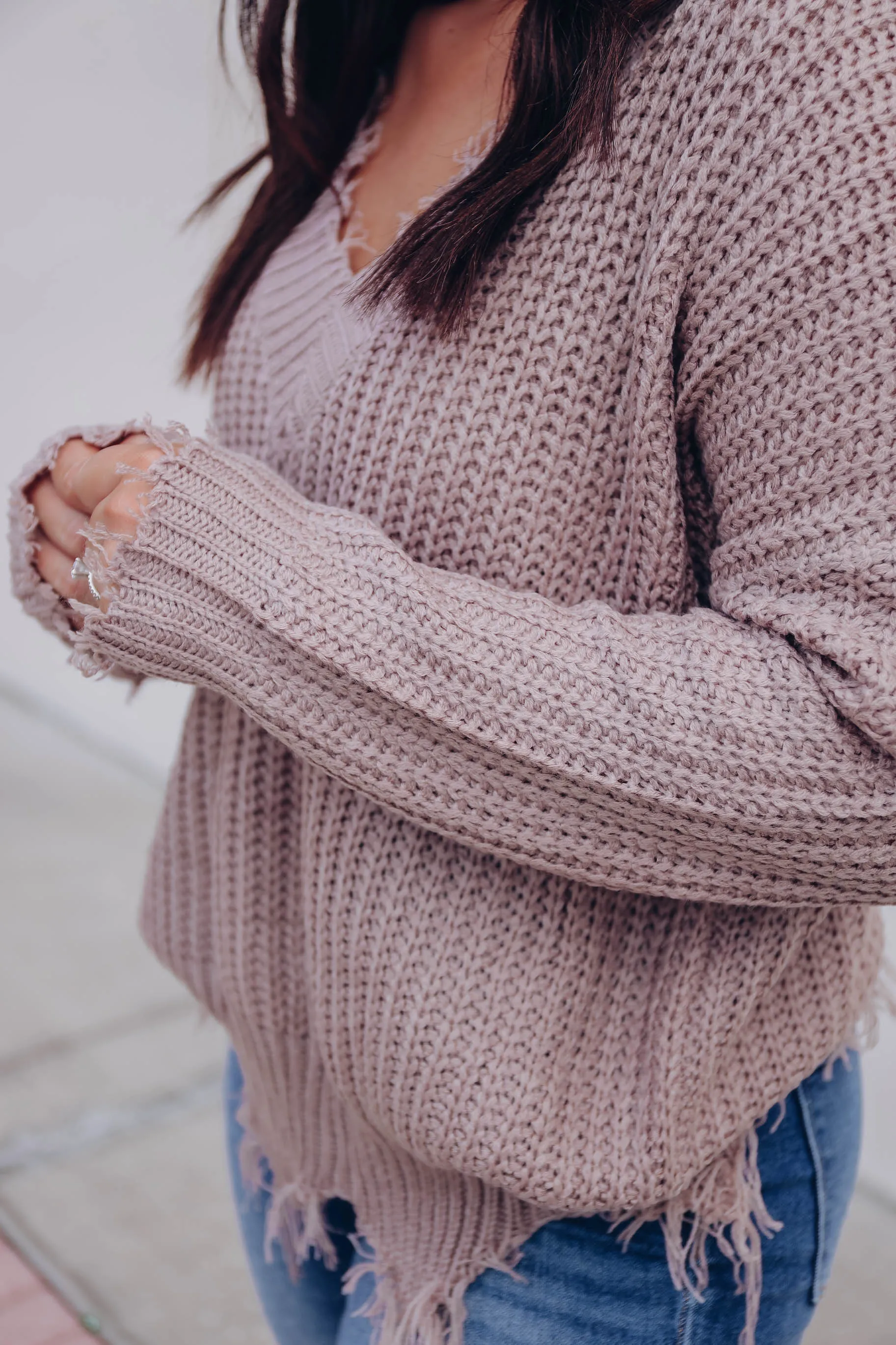 Marina Distressed Sweater - Mocha