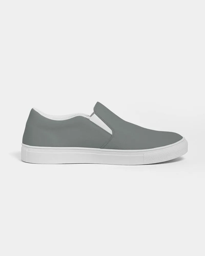 Medium Dark Green Gray Slip-On Canvas Sneakers | Men's | Medium Dark Pale Green Gray | C10M0Y10K60