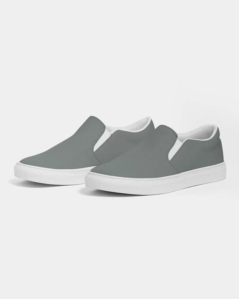 Medium Dark Green Gray Slip-On Canvas Sneakers | Men's | Medium Dark Pale Green Gray | C10M0Y10K60
