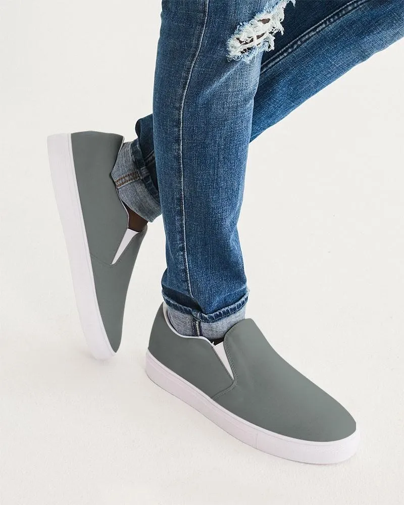 Medium Dark Green Gray Slip-On Canvas Sneakers | Men's | Medium Dark Pale Green Gray | C10M0Y10K60