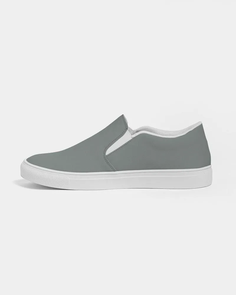 Medium Dark Green Gray Slip-On Canvas Sneakers | Men's | Medium Dark Pale Green Gray | C10M0Y10K60