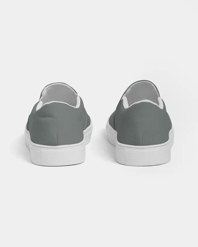 Medium Dark Green Gray Slip-On Canvas Sneakers | Men's | Medium Dark Pale Green Gray | C10M0Y10K60