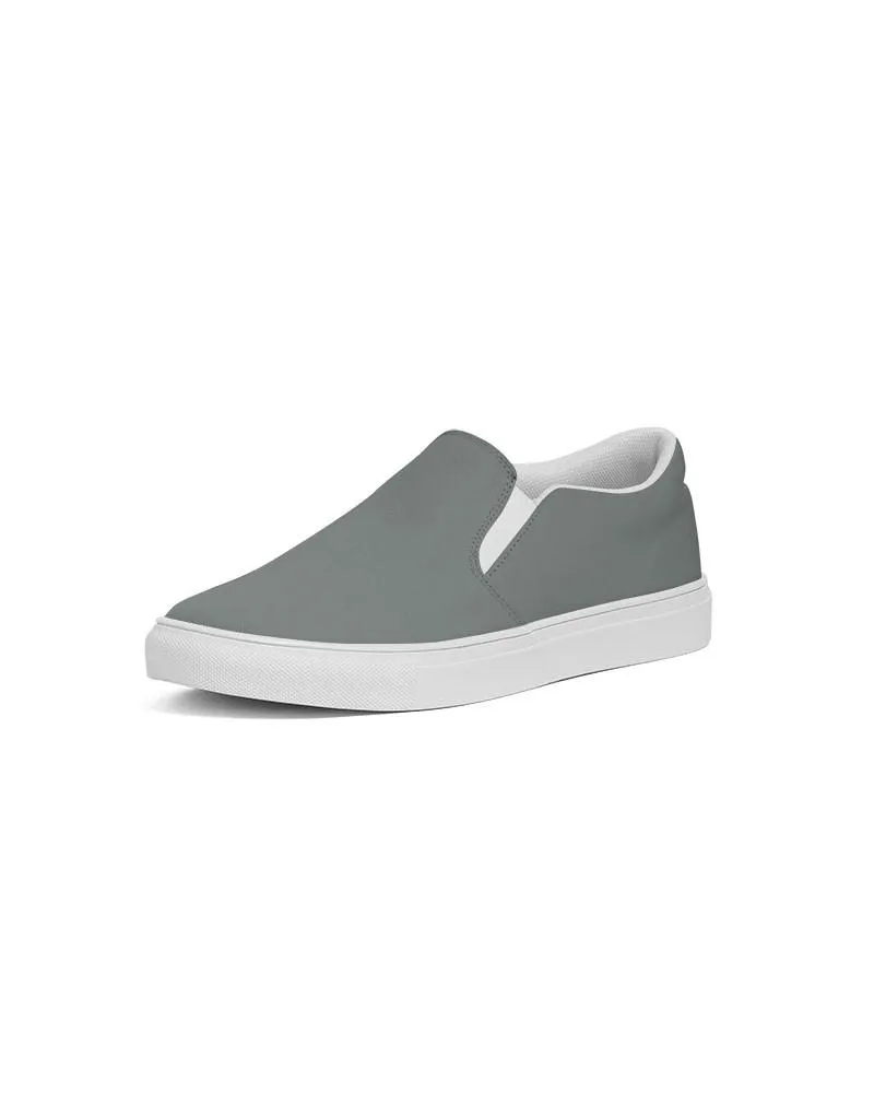 Medium Dark Green Gray Slip-On Canvas Sneakers | Men's | Medium Dark Pale Green Gray | C10M0Y10K60