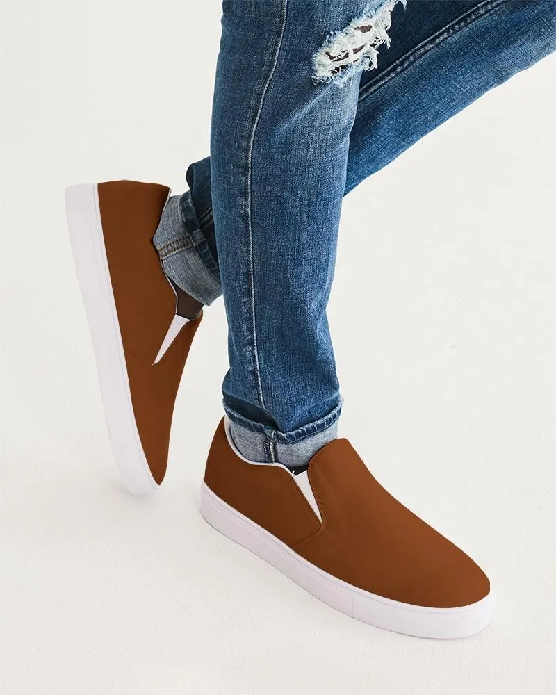Medium Dark Orange Slip-On Canvas Sneakers | Men's | Medium Dark Pure Orange | C0M75Y100K60