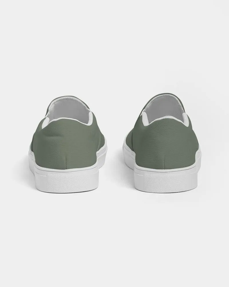 Medium Dark Warm Green Slip-On Canvas Sneakers | Women's | Medium Dark Pale Pastel Warm Green | C15M0Y30K60