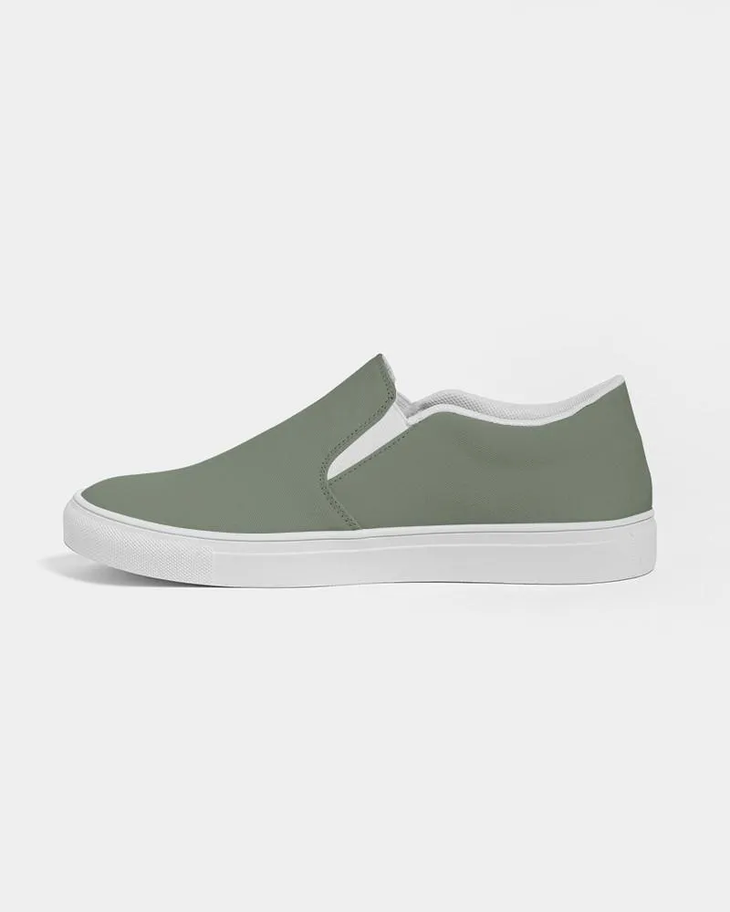 Medium Dark Warm Green Slip-On Canvas Sneakers | Women's | Medium Dark Pale Pastel Warm Green | C15M0Y30K60
