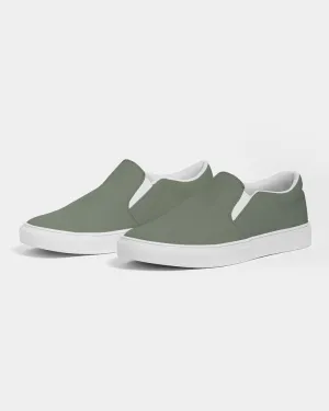 Medium Dark Warm Green Slip-On Canvas Sneakers | Women's | Medium Dark Pale Pastel Warm Green | C15M0Y30K60