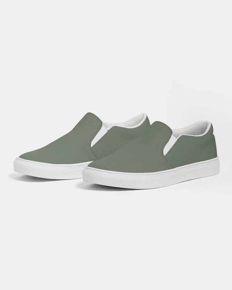 Medium Dark Warm Green Slip-On Canvas Sneakers | Women's | Medium Dark Pale Pastel Warm Green | C15M0Y30K60