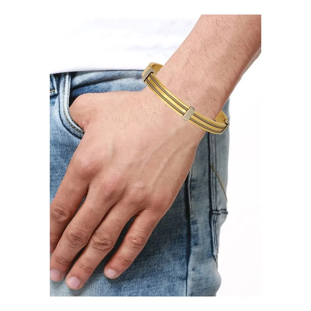 Men's Rope 18K Gold Silver Stainless Steel Kada Bracelet - Stylish and Durable Fashion Accessory