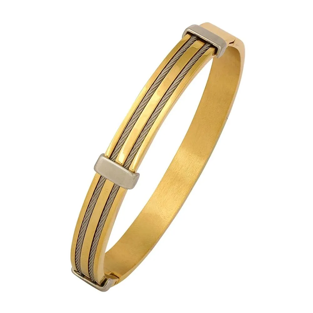 Men's Rope 18K Gold Silver Stainless Steel Kada Bracelet - Stylish and Durable Fashion Accessory