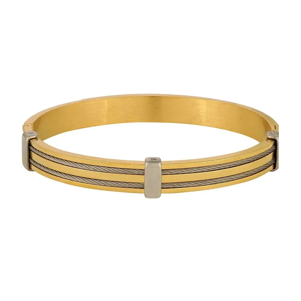 Men's Rope 18K Gold Silver Stainless Steel Kada Bracelet - Stylish and Durable Fashion Accessory