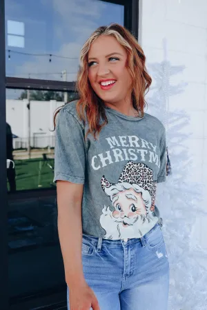 Merry Christmas Ya'll Mineral Wash Graphic Tee - Stone Grey
