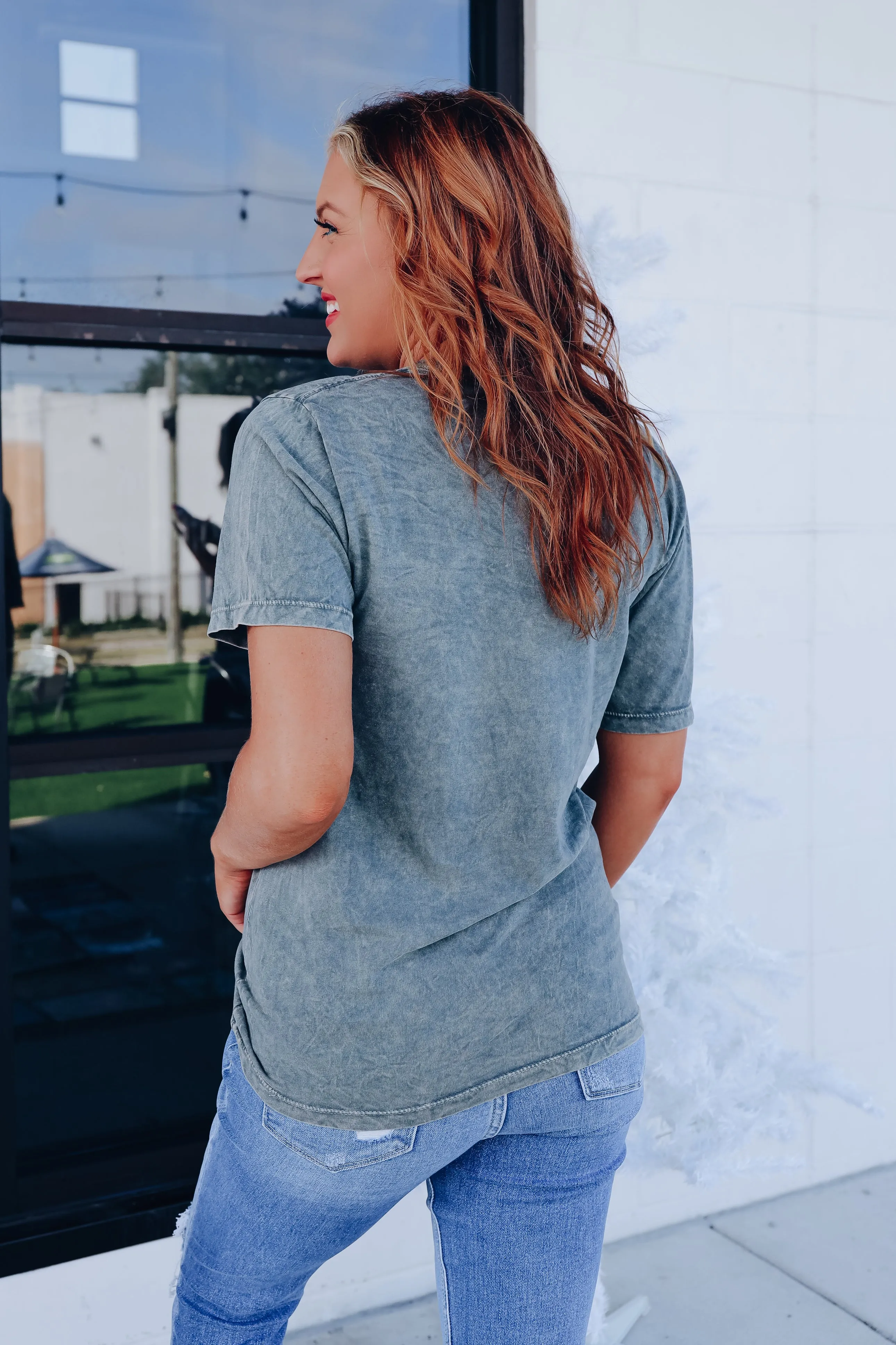 Merry Christmas Ya'll Mineral Wash Graphic Tee - Stone Grey
